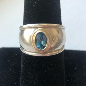James Avery retired Christina Aquamarine 18kt and Sterling Silver ring